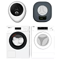 Different Styles Of Modern Washing Machines With Front Load Design And Control Panels