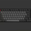 White and Gray Computer Keyboard with Red Accent Key and Sleek Design 3d model