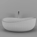 Sleek White Oval Modern Design Washbasin With Black Faucet For Bathroom Countertop