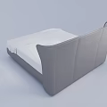 Modern Double Bed With Upholstered Gray Headboard And White Bedding Pillows 3d model