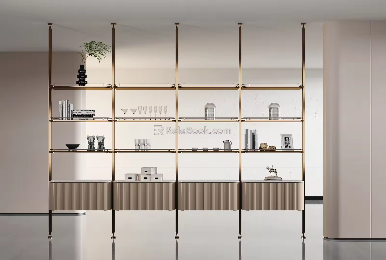 Metal Decorative Shelf Bookshelf Partition Rack 3d model