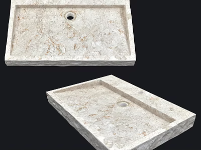 Elegant Marble Rectangular Washbasin With Smooth Surface For Modern Bathroom 3d model
