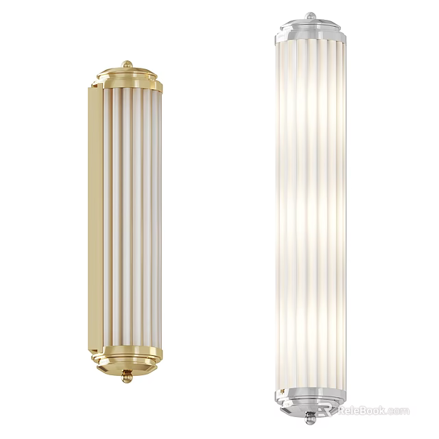 Elegant Golden Wall Sconce With Striped Glass Shade For Modern Home Decor 3d model 