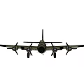 Military Fighter Jet With Four Propeller Engines And Green Camouflage Design