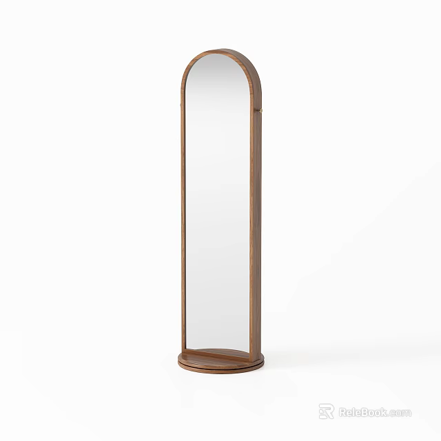 Modern Arched Standing Floor Mirror With Wooden Frame For Home Decor 3d model 