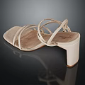 Elegant Classic Strappy Sandals with Block Heel and Neutral Tone Minimalist Design