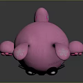 Pink Rabbit Game Movie Character With Large Ears Big Eyes Heart Patterns And Pink Paws
