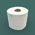 A Single Roll of White Patterned Toilet Paper on Green Background