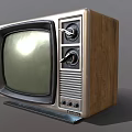 Vintage Television with Wooden Case Two Knobs and Classic Screen Design 3d model