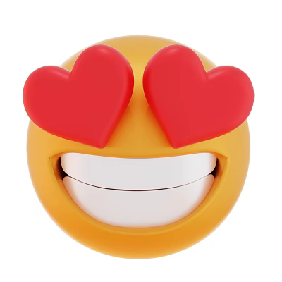 Decorative Ornament Set Featuring Yellow Smiling Face With Red Heart Shaped Eyes And White Mouth 3d model