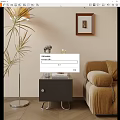 Modern Bedside Table Simple Side Table Corner Table Ornaments Combination Hanging Painting 3d model