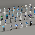Various Self Service Kiosks With Different Designs Digital Screens And Modern Styles