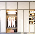 Modern Wardrobe Interior Design With Hanging Clothes Folded Storage And Shoe Shelves