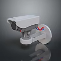 Modern White Security Surveillance Camera With Rotating Mount And Cables 3d model