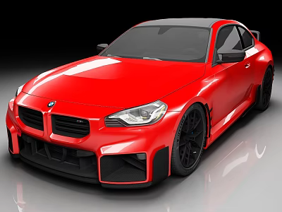 Red Sports Car With Stylish Aerodynamic Body And Black Wheels Design 3d model