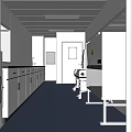 Modern Laboratory Interior Design With White Cabinets Blue Flooring And Lab Benches