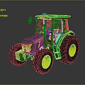 Green Agricultural Tractor With Large Yellow Wheels Modern Design And Reflective Surface