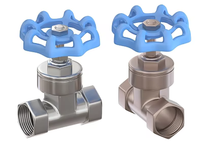 Industrial Valves With Blue Handwheels And Stainless Steel Body For Industrial Piping Systems 3d model