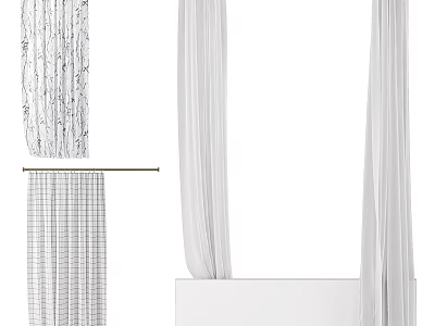 Various Design Shower Curtains And Towels For Washing Daily Home Essentials 3d model