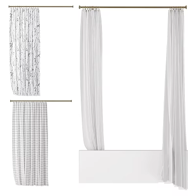 Various Design Shower Curtains And Towels For Washing Daily Home Essentials 3d model