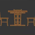 Rustic Wooden Dining Table Set With Four Chairs And Natural Wood Finish