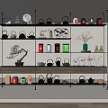 New Ornaments Combination Bookshelf Bookcase Teapot 3d model