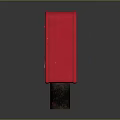 Red Post Box With Classic Design Postal Emblem Stickers And Concrete Base