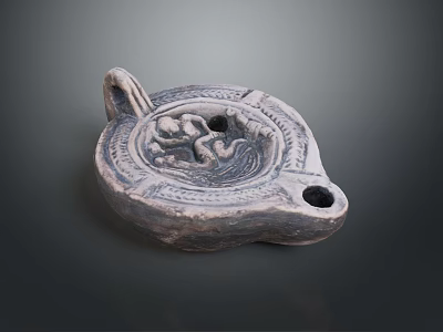 Handcrafted Ceramic Oil Lamp With Intricate Carved Patterns For Home Use 3d model