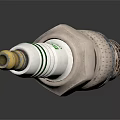 Automotive Spark Plug Featuring Metal Threaded Body Ceramic Insulator And Gold Tip 3d model