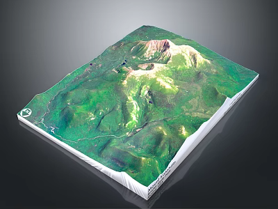 3D Green Mountainous Terrain Model With Detailed Topographic Features And Landforms 3d model