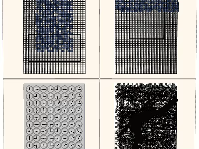 Stylish Wall Decor With Grid Circular And Abstract Pattern Designs For Home 3d model