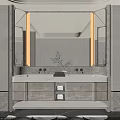 Modern Bathroom Vanity With Framed Mirror Marble Countertop And Storage Drawers