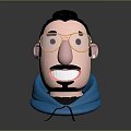 Cartoon Character With Bun Hairstyle Yellow Round Glasses And Blue Hoodie