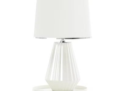 Modern Table Lamp With White Fabric Shade And Geometric Ceramic Base 3d model