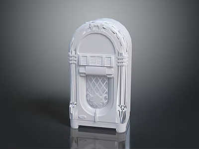 Vintage Style White Jukebox With Decorative Front Grille And Ornamental Details Design 3d model