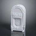 Vintage Style White Jukebox With Decorative Front Grille And Ornamental Details Design