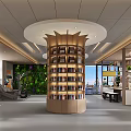Modern Library Interior Design With Circular Bookshelf And Reading Area 3d model