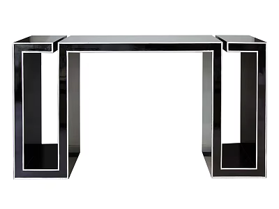 Modern Entryway Console Table And Side Cabinet With Sleek Black Frame And Glossy Surface Design 3d model