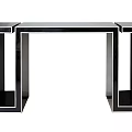 Modern Entryway Console Table And Side Cabinet With Sleek Black Frame And Glossy Surface Design