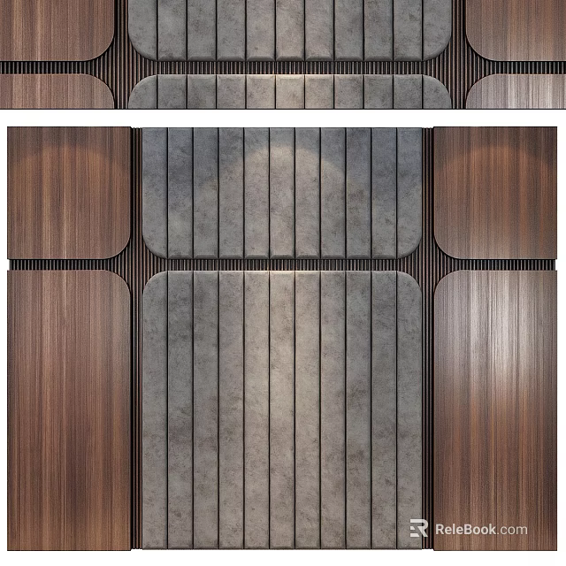 Modern Style Wood Grain Gray Panel Geometric Wall Hanging Decorative Art 3d model