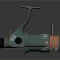 Vintage Teal Fishing Reel With Metal Spool And Ergonomic Handle Design