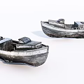Two Old Weathered Wooden Boats With Aged Planks And Rustic Wooden Structure