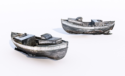 Old ragged wooden boat 3d model