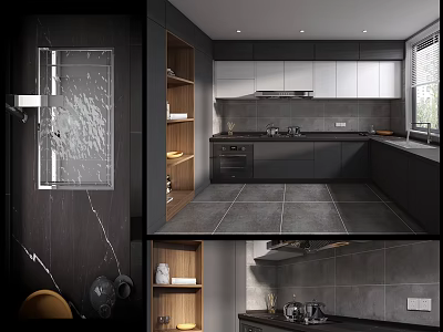Modern Kitchen Interior With Gray White Cabinets Island Counter And Appliances 3d model