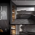 Modern Kitchen Interior With Gray White Cabinets Island Counter And Appliances