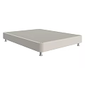 Modern Double Bed Frame with Beige Upholstery and Sturdy Metal Support Legs