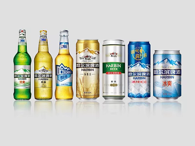 Assorted Beer Bottles And Cans In Various Colors Arranged Neatly On White Background 3d model