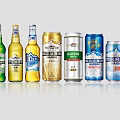 Assorted Beer Bottles And Cans In Various Colors Arranged Neatly On White Background