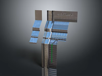 3D Rendered SECTORS Equipment Featuring Blue Panels And Vertical Structure Design 3d model