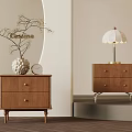Modern Wooden Bedside Tables With Drawers Lamp White Spherical Decor And Branches